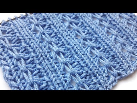 Видео: Простые ажурные дорожки / Узор для вязания джемперов, палантинов