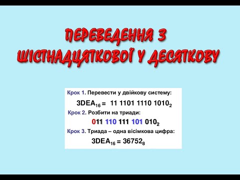 Видео: шістнадцяткова в десяткову