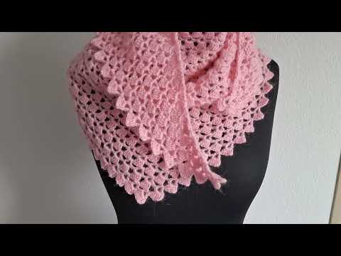Видео: Шаль, бактус крючком . Пряжа Angora RAM. #knitting #crochet #вязание