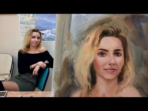 Видео: Портрет маслом с натуры. 1 сеанс. как начать портрет маслом. Урок для начинающих