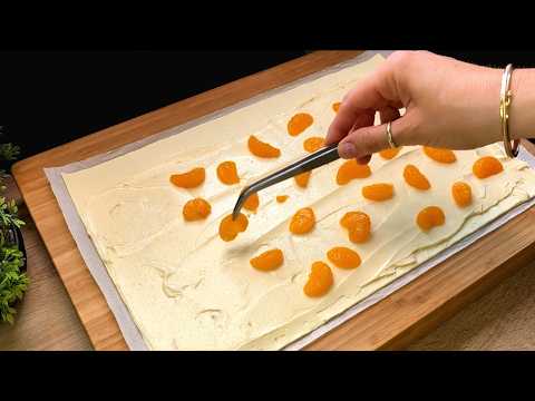 Видео: У тебя есть слоеное тесто? Эти творожные мандариновые подушки восхитительно кремовые и фруктовые! 🍊