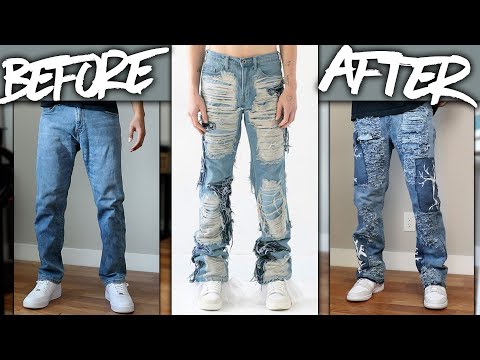 Видео: Сделай сам | Кастомные джинсы WhoDedicatesWar с полностью потертыми краями | JULIUS