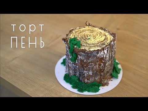Видео: Торт - пень, декор - кора дерева