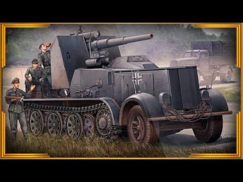 Видео: Полугусеничная зенитка вермахта 8,8 cm Flak 18 Sfl. Auf Zugkraftwagen 12t