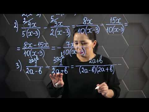 Видео: Бөлімдері әртүрлі бөлшектерді қосу және азайту. Практикалық бөлім - тапсырмаларды орындау. 7 сынып.