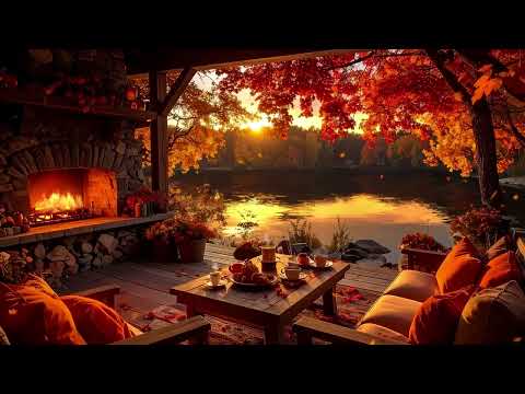 Видео: Осенний закат у камина 🍁 Расслабляющая атмосфера фортепиано