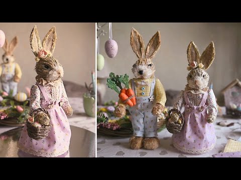 Видео: DIY Пасхальные кролики из соломы и лыка | Декор на пасху | Нandmade easter straw bunnies