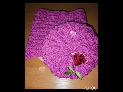 Видео: Вязаные изделия, комплект шапок и шарфов. 