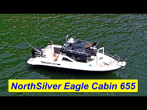 Видео: Катер NorthSilver Eagle Cabin 655 с мотором Mercury F 225  DTS EFI. Обзор и тюнинг от флагман24