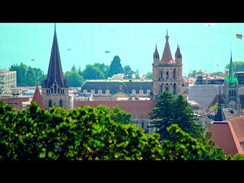 Видео: Panorama: Lausanne Switzerland City (landscape & Lac Léman) Cityscape View #VAUD Лозанна Швецария