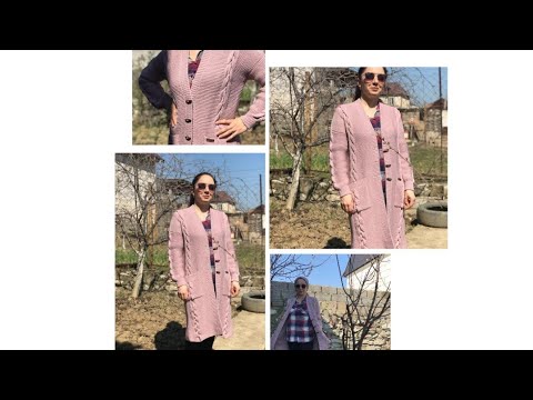 Видео: Кардиган с косами  и карманами, 1 часть