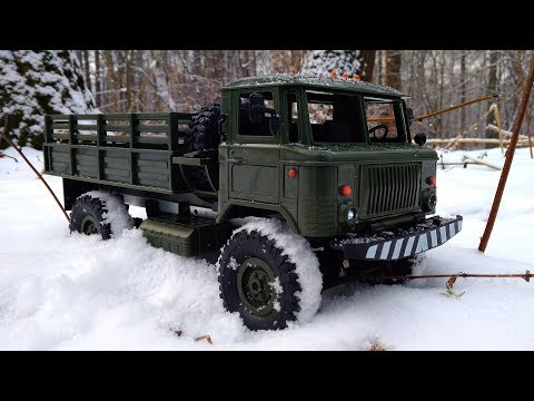 Видео: Газ-66 Грузовик на Радиоуправлении WPL B-24 1/16 4WD...Зимние Испытания