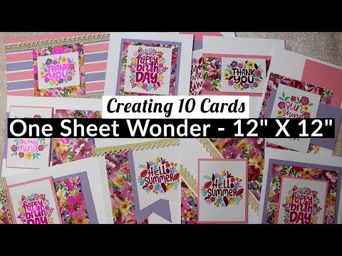 Видео: One Sheet Wonder // 10 открыток из одного листа узорчатой ​​бумаги размером 12x12 дюймов
