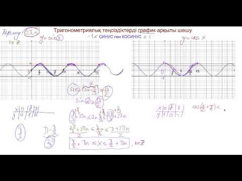 Видео: Тригонометриялық теңсіздіктерді график арқылы шешу. СИНУС пен КОСИНУС.