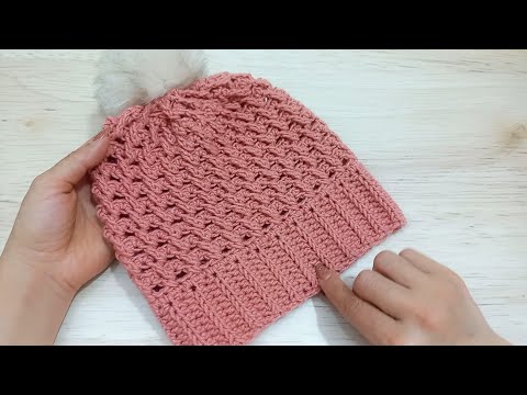 Видео: Простая и быстрая вязаная крючком шапка-бини