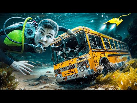 Видео: Нашел ЗАТОНУВШИЙ ШКОЛЬНЫЙ АВТОБУС под водой с помощью АКВАЛАНГА!