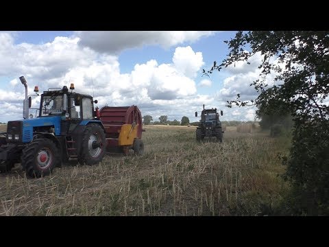 Видео: Прессование соломы в рулоны.тюковщиками. ПР-Ф-180. 2019