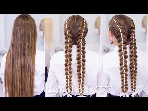 Видео: Школьные прически / Косы с лентами / School hairstyles with braids