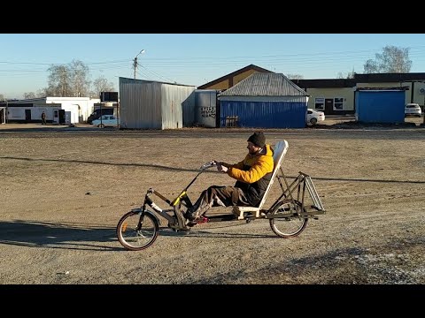 Видео: самодельный  длинный двухколёсный велосипед