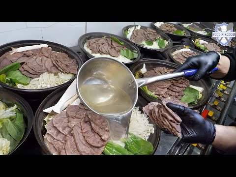Видео: Абсолютное сочетание! Массовое производство острой говяжьей рульки малатанг / корейская уличная еда
