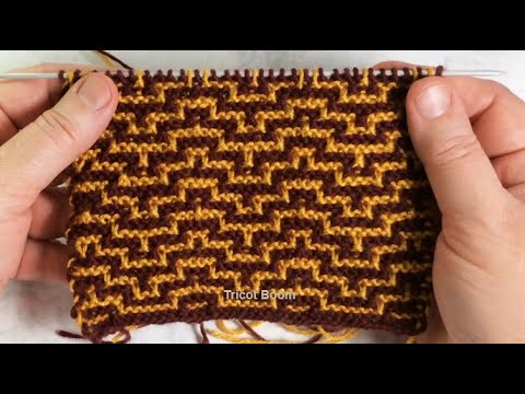 Видео: Абстрактный узор из ломаных линий / Мозаика / Вязание спицами.