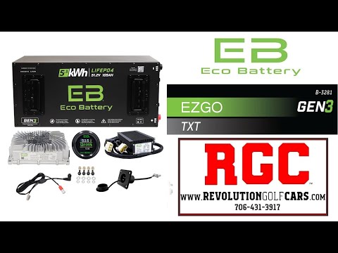 Видео: Видеоинструкция по установке Eco Battery 105 Ач 51 В «Skinny» Bundle B-3281, 48 В E-Z-Go TXT