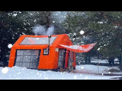 Видео: ТЕПЛЫЙ ПАЛАТОЧНЫЙ КЕМПИНГ ВО ВРЕМЯ СНЕГОПАДА