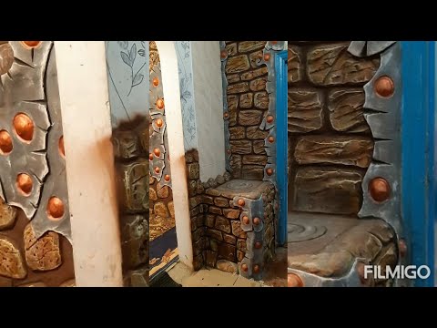 Видео: оформление   ПЕЧКИ    в  доме  декоративный  камень  из  арт  бетона,    мастер  Дворян  Василий.