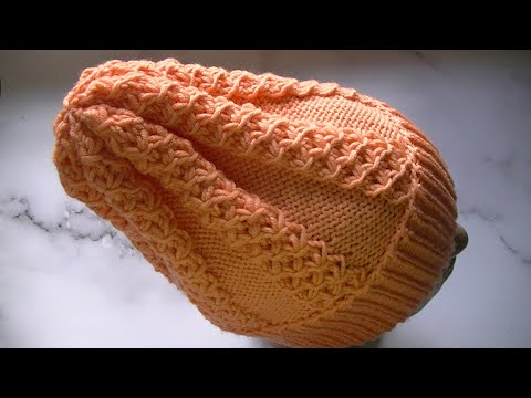 Видео: Вяжем  шапочку узором *звездочки" спицами.