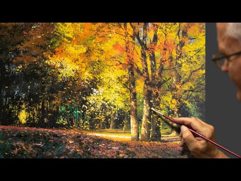 Видео: "Осенние листья" Акрил. Художник - Виктор Юшкевич. #134 фото в 2023 году.
