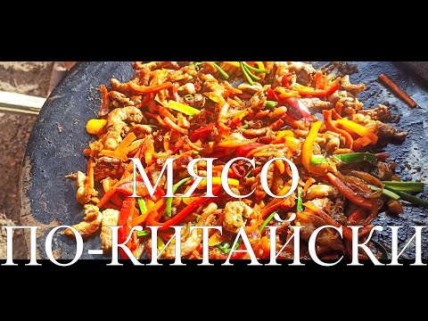 Видео: СВИНИНА С ОВОЩАМИ ПО КИТАЙСКИ  НА САДЖЕ НА КОСТРЕ #151