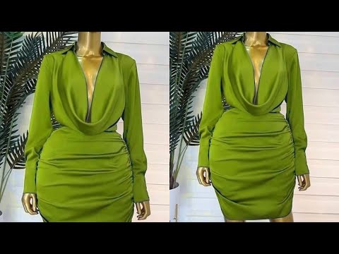 Видео: Раскрой и пошив платья с воротником-хомут. Как раскроить платье-блузку с воротником-хомут и ворот...