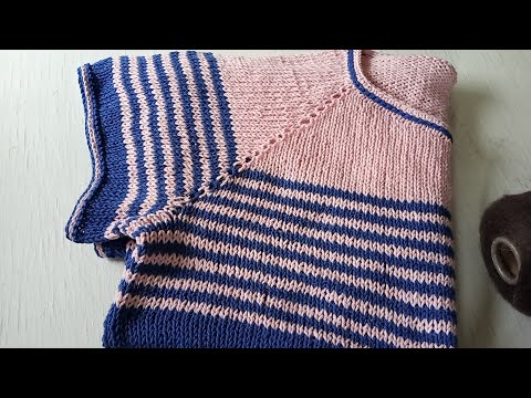 Видео: @MaTusy_About_knitting #straiped_top #summer_top Смугастий рожево-синій літній топ з бавовни