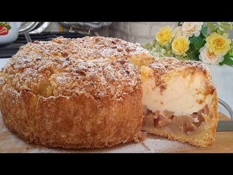 Видео: Яблочный пирог с кремом-суфле, тает во рту! Просто и очень вкусно!