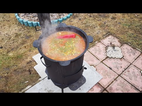Видео: ЩИ В КАЗАНЕ НА КОСТРЕ