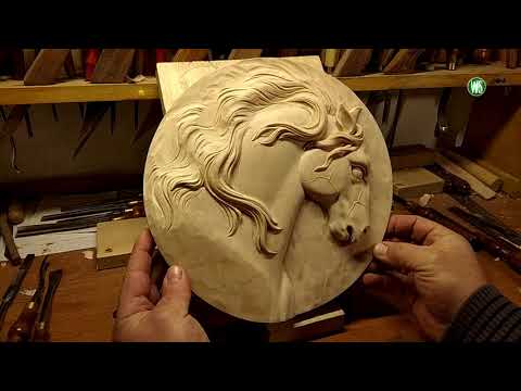 Видео: Wood carving. Horse.Резьба по дереву. Лошадь.