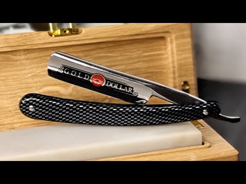 Видео: Тест арканзаса на бритьё опасной бритвы Gold Dollar 208 Arkansas Translucent straight razor shaving