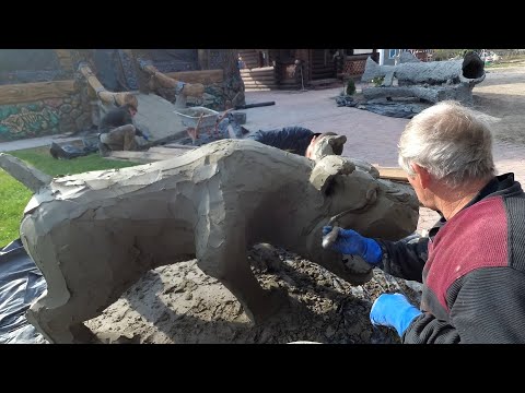 Видео: изготовление  скульптуры  собаки из  арт бетона.   мастер  класс