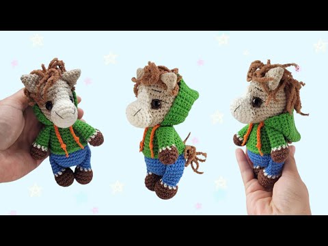 Видео: ЛОШАДКА в худи из полухлопковой пряжи вязаная крючком🐴horse crochet🐎gehäkeltes pferd
