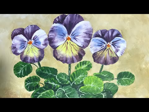 Видео: Oil painting flowers Как написать Анютины глазки натюрморт