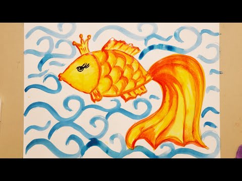 Видео: Рисунок ЗОЛОТАЯ РЫБКА 🐠 Как нарисовать золотую рыбку? Урок рисования