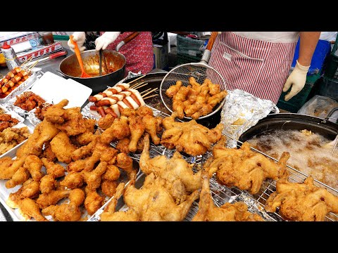 Видео: 2021, Лучшая жареная курица в Корее / Сборник Food club | Корейская уличная еда