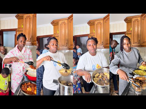 Видео: Раздаю семье жареный рис и курицу.