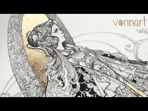 Видео: Как покрыть рисунок карандашом золотым листом