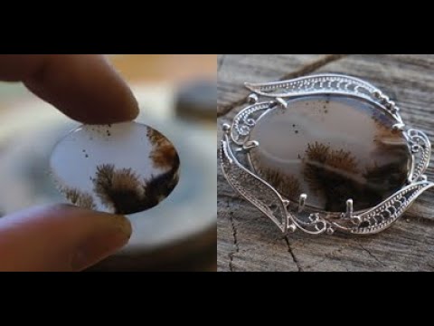 Видео: ФИЛИГРАНЬ / филигранная брошка изготовление / моховый агат /ювелирная работа