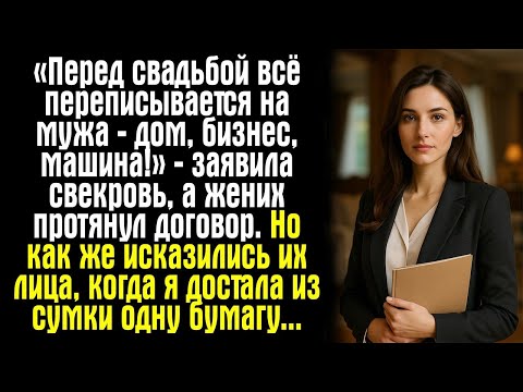 Видео: «Перед свадьбой всё переписывается на мужа — дом, бизнес, машина!» — заявила свекровь, а жених