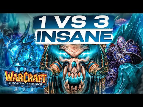 Видео: Warcraft III, 1 против 3 Сильных ИИ [Нежить]
