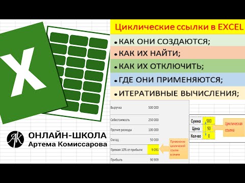 Видео: Циклические ссылки в EXCEL (как создать, найти, отключить, где применить, итеративные вычисления)