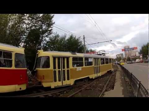 Видео: Разворот трамваев по челночной схеме "тяни-толкай"