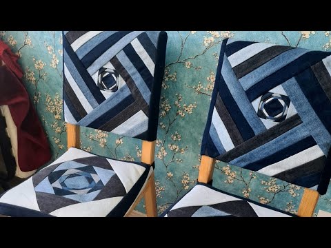 Видео: Чехол из джинсовых  обрезков для стула из IKEA. Часть 1.